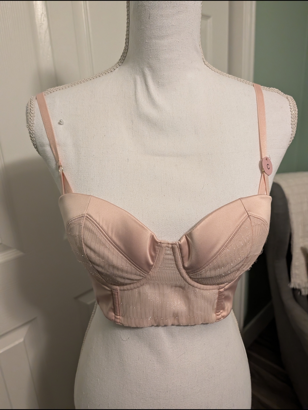 H&M Blush Pink Longline Bustier Bra